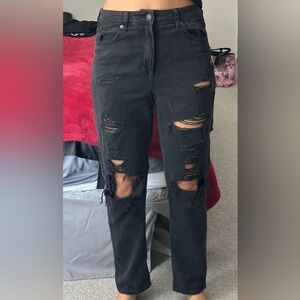 American Eagle Black Ripped Jeans for Women